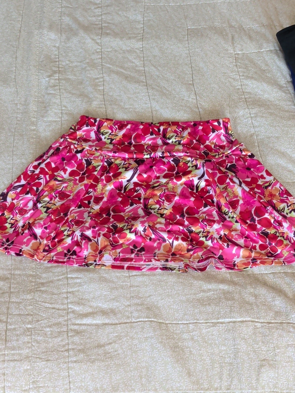 Floral Pink Circle Skirt with Elastic Waistband
